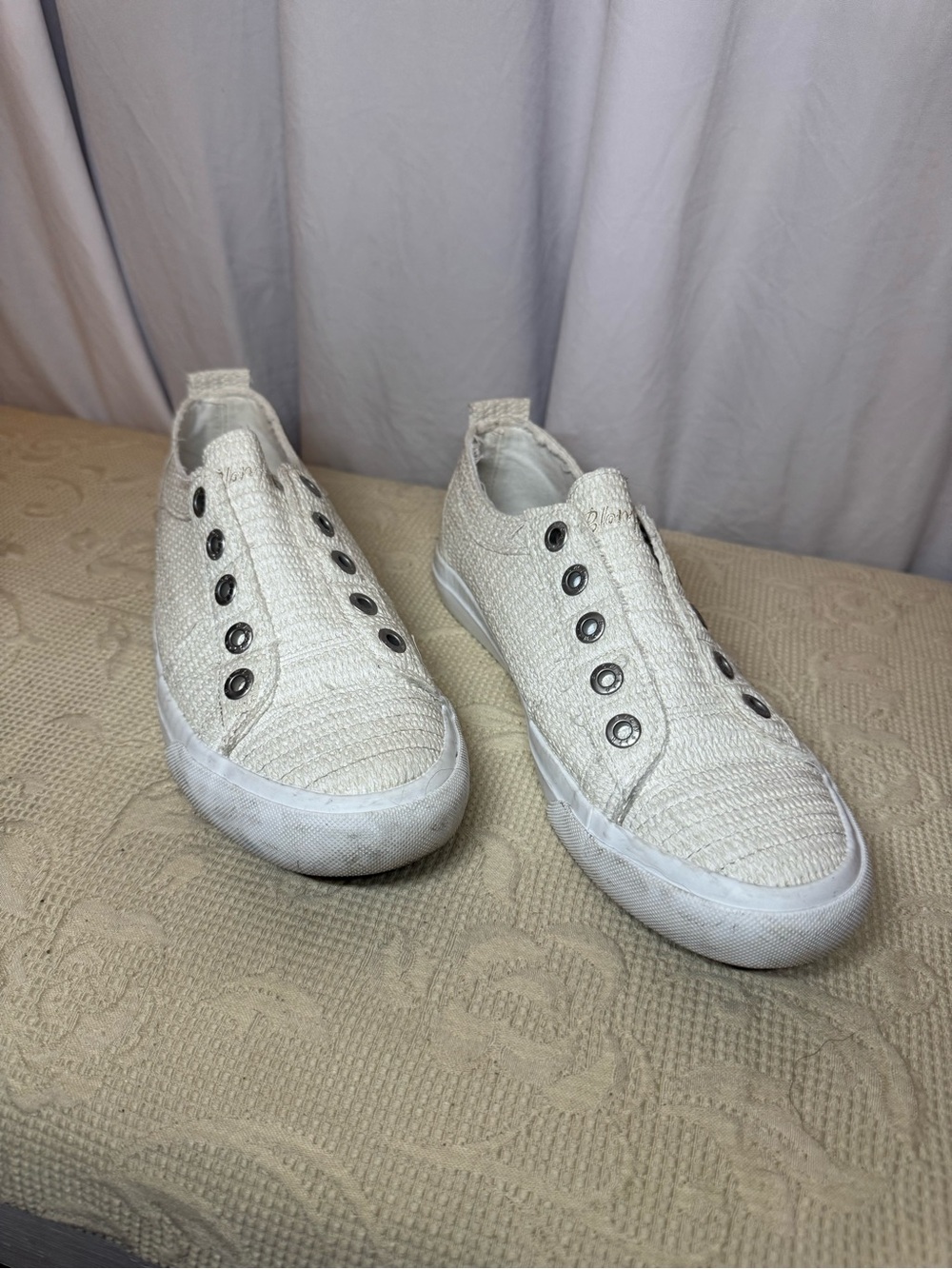 Woven White Slip-On Sneakers for Women